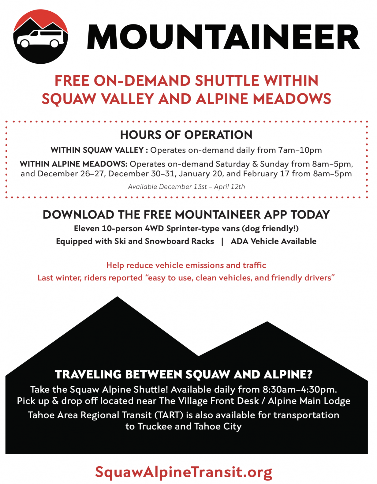mountaineer holiday schedule