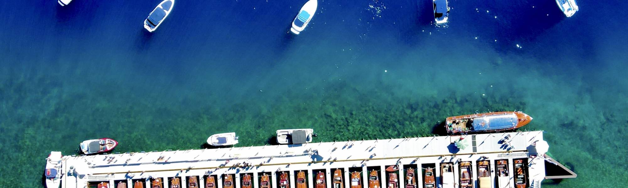 Drone photo of the boats at the Lake Tahoe Concours D'Elegance