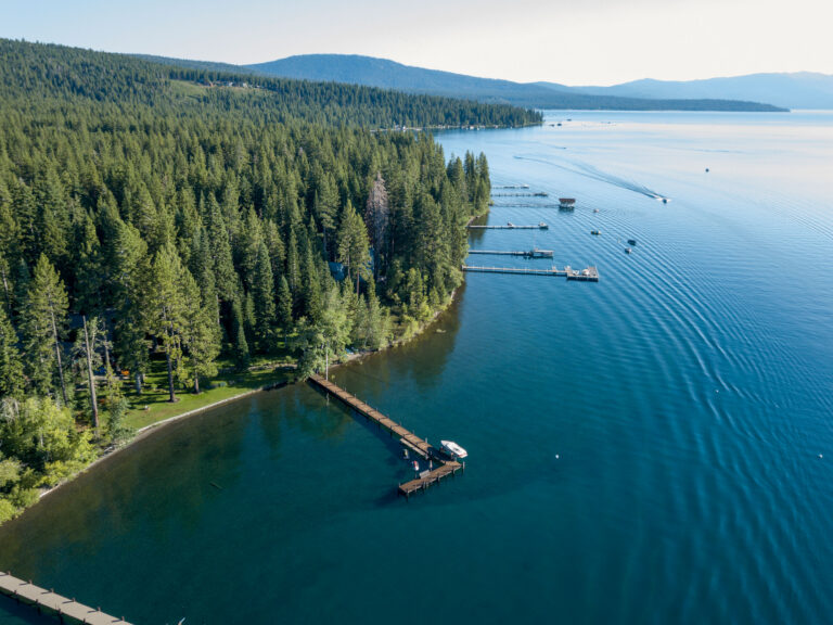 In Tahoe City, Calif., the 6.2 acre property includes more than 400 feet of frontage on Lake Tahoe and a 5,322-square-foot main house.