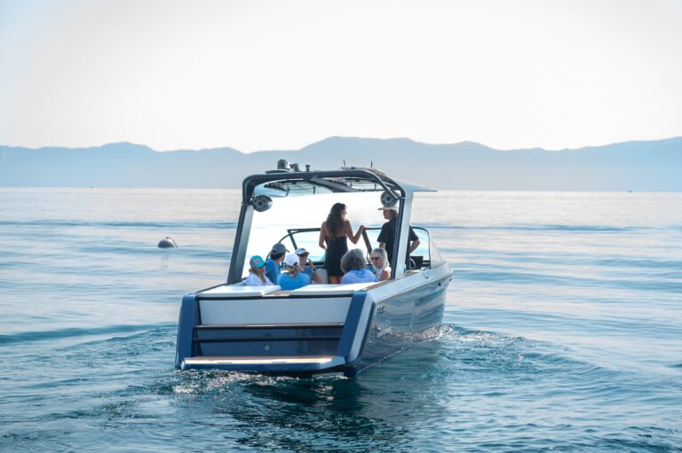 group on a boat on lake tahoe