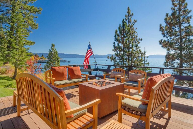 picture of flag on a deck of one of our vacation rentals