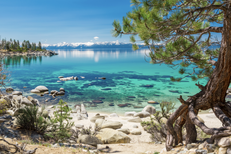 the shores of Lake Tahoe